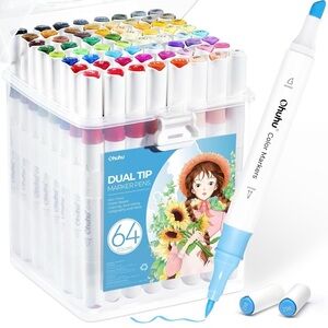 Ohuhu | 64 Dual Tip Marker Pens Set - Nearly Brand New